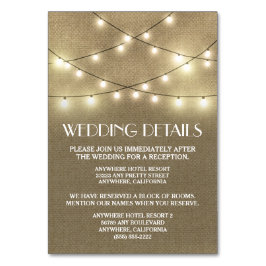 Tarjetas de alojamiento Burlap Wedding