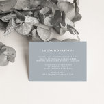 Tarjetas de alojamiento de Blue Slate Boda<br><div class="desc">Estas pequeñas tarjetas están diseñadas para que coincidan con nuestra colección de bodas Chiffon, y son una forma elegante y discreta de informar a los huéspedes sobre los hoteles recomendados, códigos de grupo o descuentos en la reserva. El diseño sencillo presenta el texto personalizado en un fondo gris azul pizarra....</div>