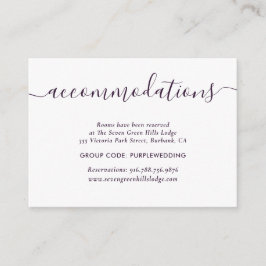 Tarjetas De Alojamiento De Hotel Purple Boda