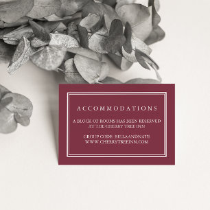 Tarjetas de alojamiento Deep Plum Boda Hotel