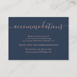 Tarjetas de alojamiento del Boda Rubor Azul de la 