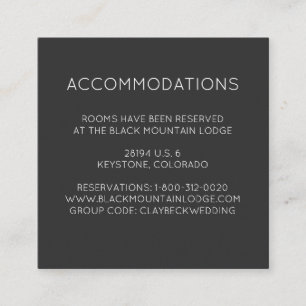 Tarjetas de alojamiento del hotel de boda en la mo