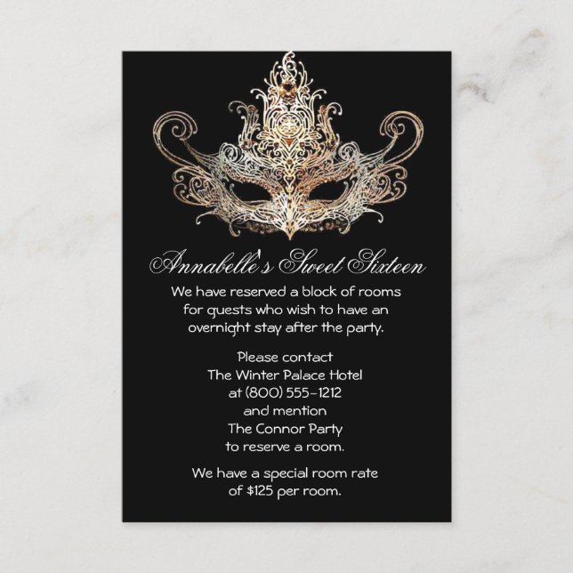 Tarjetas de alojamiento del Hotel Masquerade Ball (Anverso)