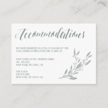Tarjetas de alojamiento elegantes de Boda Sage