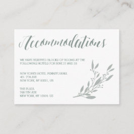Tarjetas de alojamiento elegantes de Boda Sage