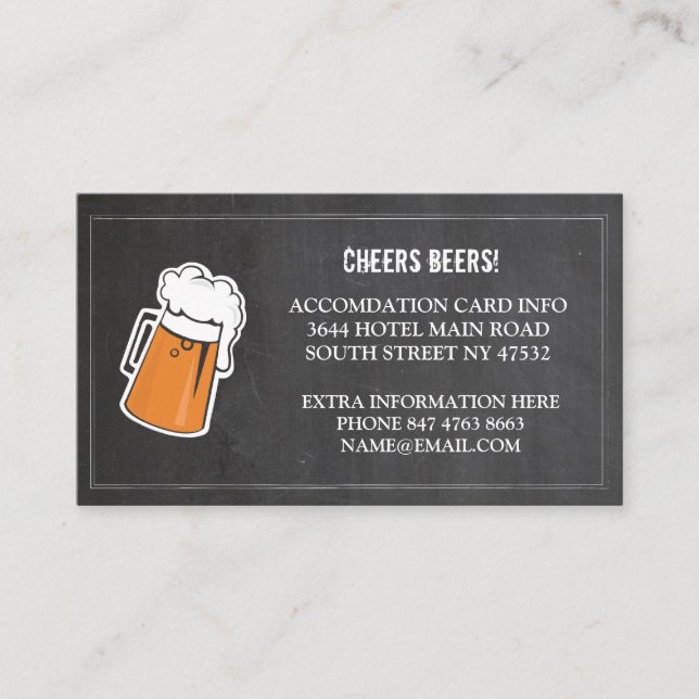 Tarjetas de alojamiento extra para cerveza Cheers (Anverso)