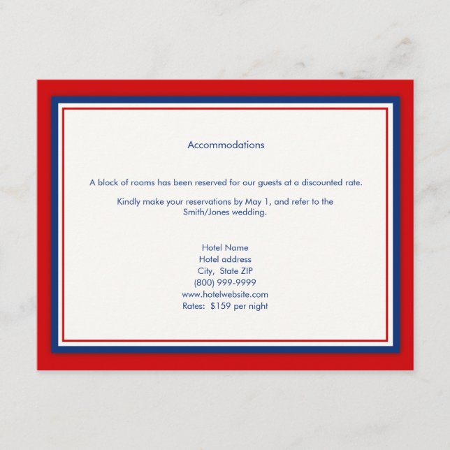 Tarjetas de alojamiento para Bodas de béisbol (Anverso)