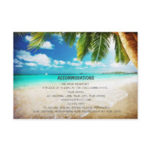 Tarjetas de alojamiento para bodas en la playa de
