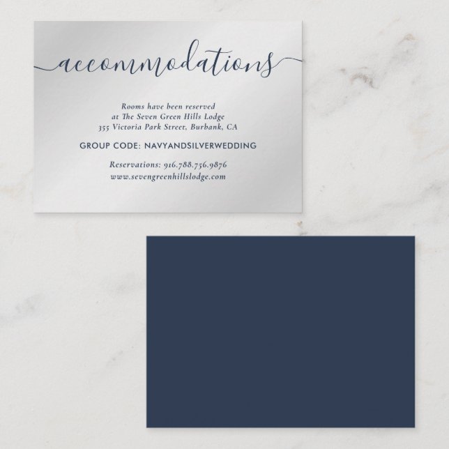 Tarjetas de alojamiento para hoteles con Boda de M (Anverso / Reverso)