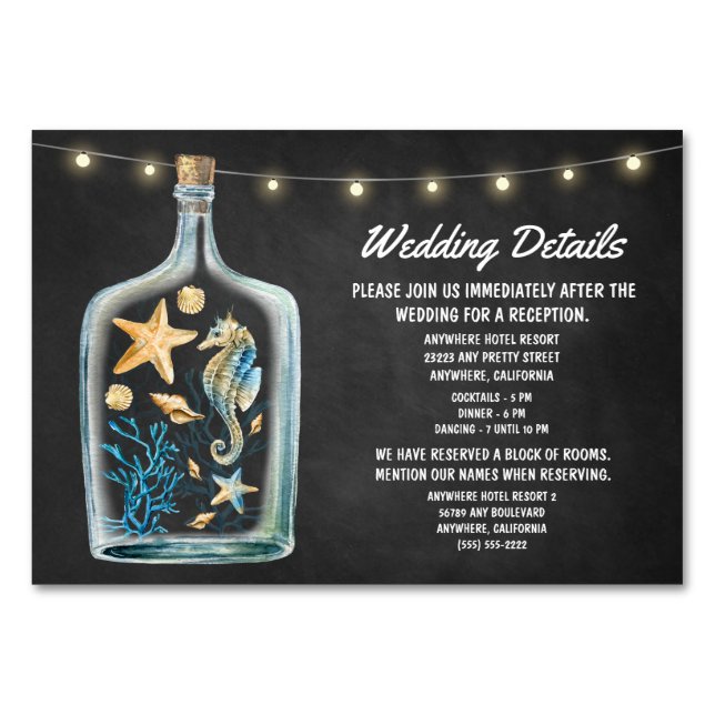 Tarjetas de alojamiento para la recepción de boda  (Anverso)