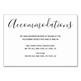 Tarjetas de alojamiento simples de Boda de guiones