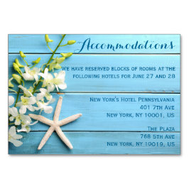 Tarjetas de alojamiento Starfish Boda Orchid