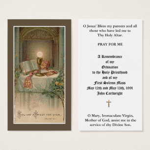 TARJETAS DE ALTAR DE LA ORDENACIÓN DE SACERDOTE CA