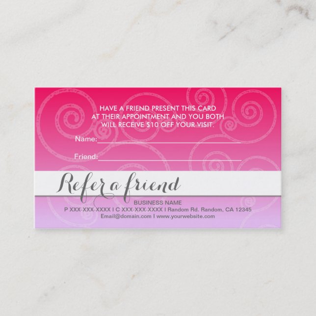 Tarjetas de amigo de desvanecimiento blanco rosa r (Anverso)