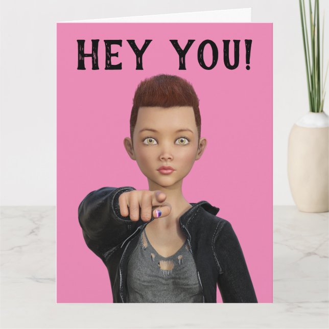 TARJETAS DE AMISTAD DE CHICA DE PELO CORTO ANGIGNO (Anverso)