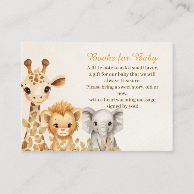 Tarjetas de Animales de Safari para Bebé (Anverso)