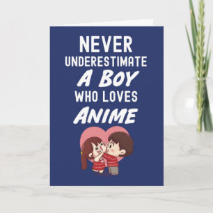 Tarjetas de Anime Azul Marino para Niños Kaiwaii O