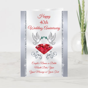 Tarjetas de aniversario 40 Bodas personalizadas 3