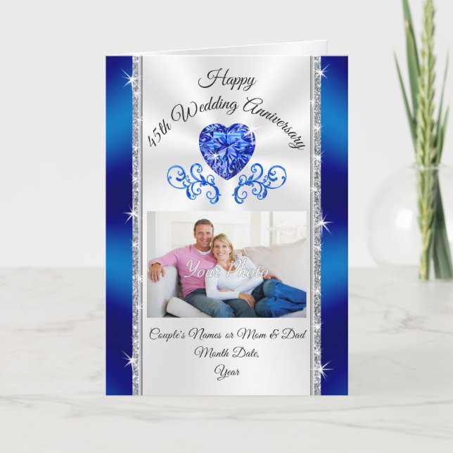 Tarjetas de aniversario de Boda 45º personalizado  (Anverso)