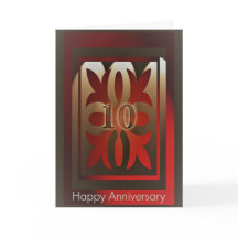 Tarjetas de aniversario de empleado 10 años rojo y