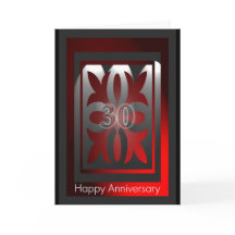 Tarjetas de aniversario de empleados 30 años rojo 