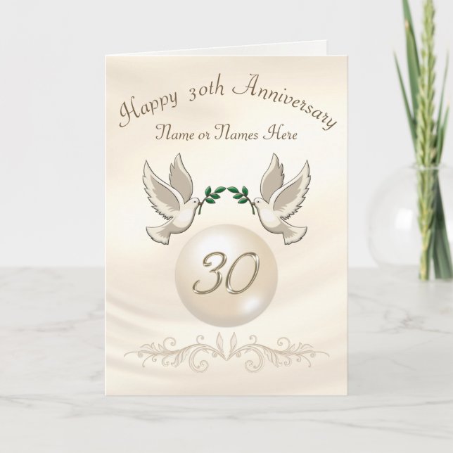 Tarjetas de aniversario de Pearl 30 Bodas, persona (Anverso)