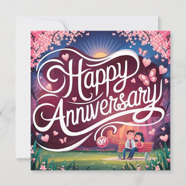 Tarjetas de aniversario feliz elegantes (Anverso)