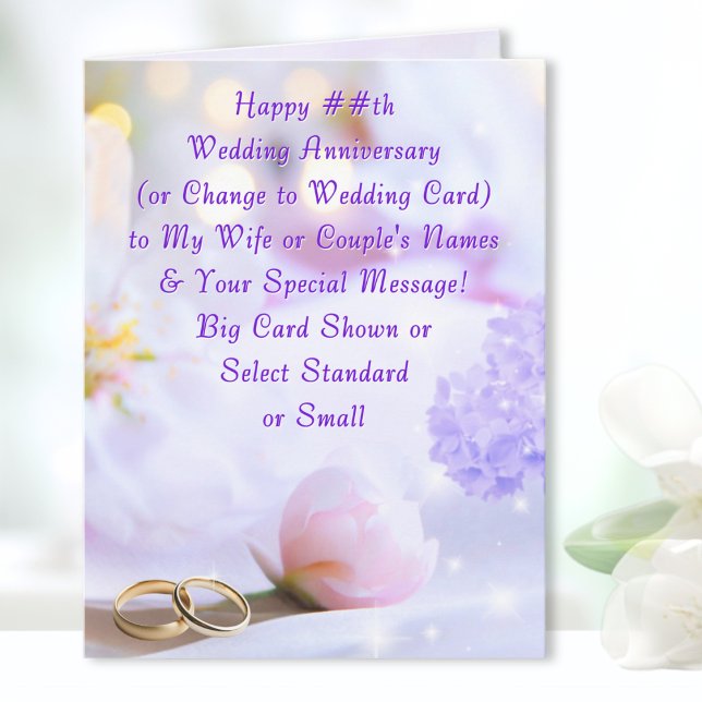 Tarjetas de aniversario grandes y personalizadas,  (Wife wedding anniversary cards. Custom anniversary cards for her. Personalized anniversary card. )