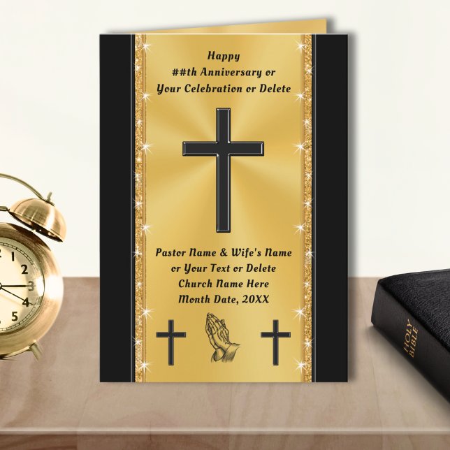 Tarjetas de aniversario personalizadas, de iglesia (Pastor Anniversary Cards, personalised. Church Anniversary Cards or Pastor Appreciation Cards. )