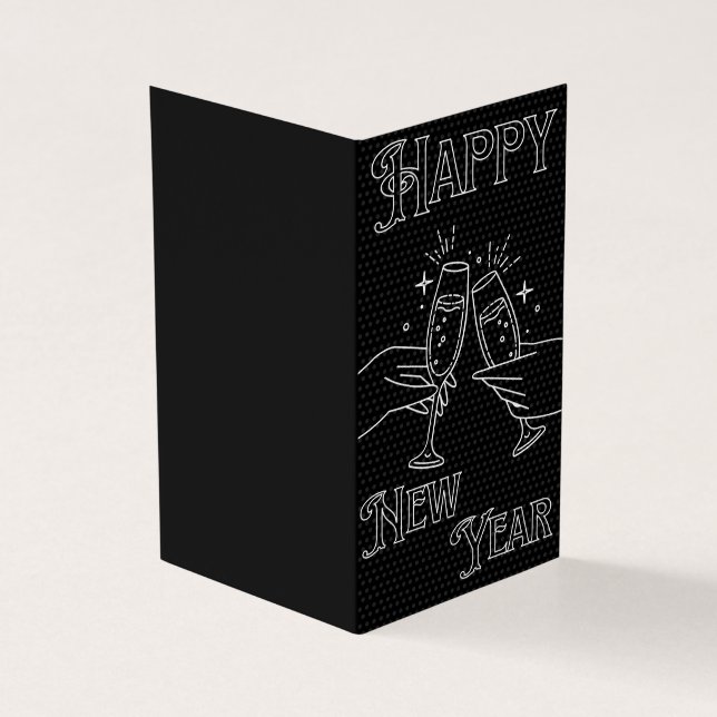 Tarjetas de Año Nuevo blanco y negro 25 pk (Exterior)