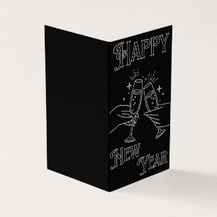 Tarjetas de Año Nuevo blanco y negro 25 pk