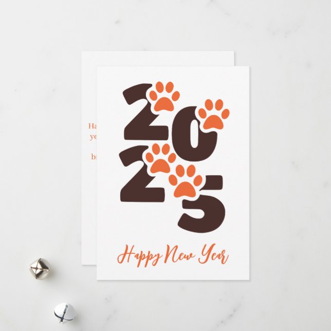Tarjetas de Año Nuevo feliz 2025 de Pet Lover (Anverso/Reverso In Situ)