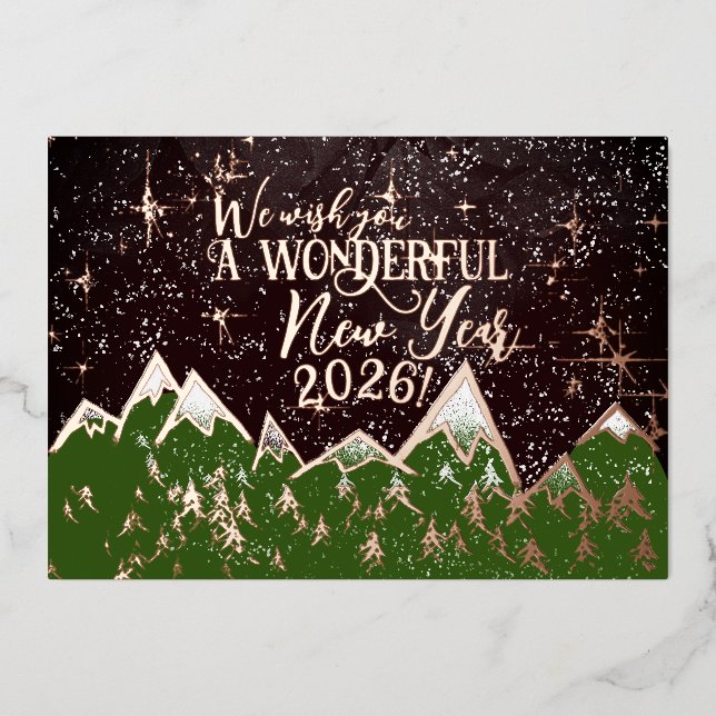 Tarjetas de año nuevo - Montañas en la noche (Anverso)