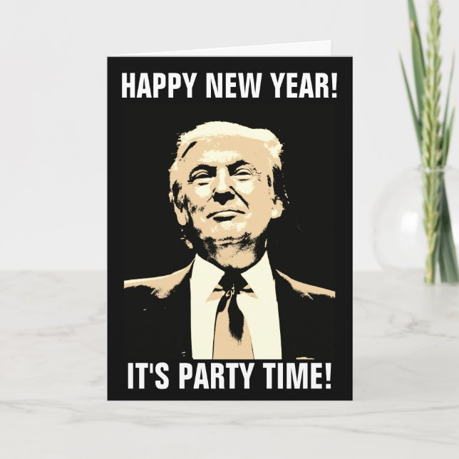TARJETAS DE AÑOS NUEVOS DONALD TRUMP, DIVERTIDO (Anverso)
