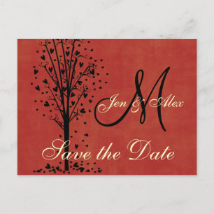 Tarjetas de anuncio de boda con árbol del corazón 