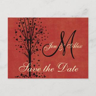 Tarjetas de anuncio de boda con árbol del corazón