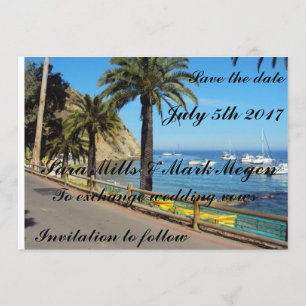 Tarjetas de anuncio de boda con tema de Isla Tropi