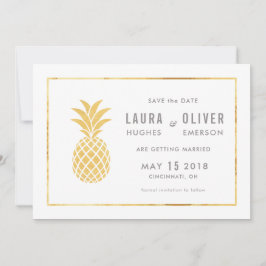 Tarjetas de Anuncio de Boda de Piña Dorada Sencill
