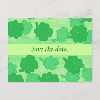 Tarjetas de anuncio de boda de tréboles verdes