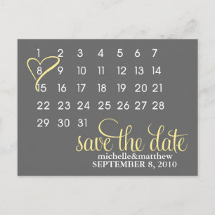 Tarjetas de Anuncio de Boda en Calendario {amarill