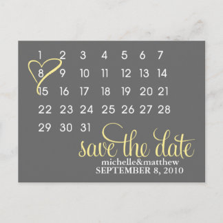 Tarjetas de Anuncio de Boda en Calendario {amarill