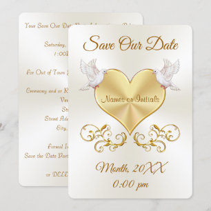 Tarjetas de Anuncio de Boda Palomas del Amor y Cor
