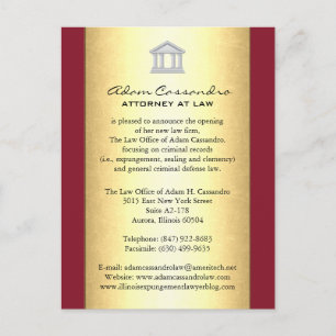 Tarjetas de Anuncio de Bufete de Abogados - Rojo M