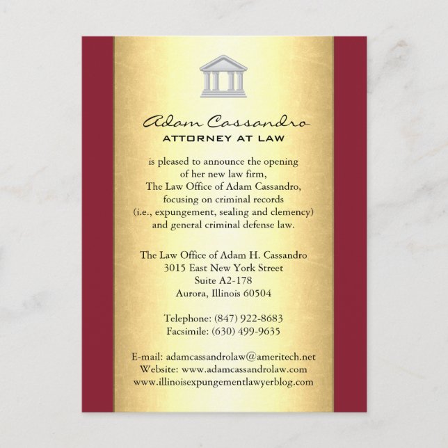 Tarjetas de Anuncio de Bufete de Abogados - Rojo M (Anverso)