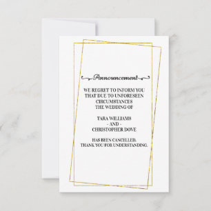Tarjetas de Anuncio de Cancelación de Boda