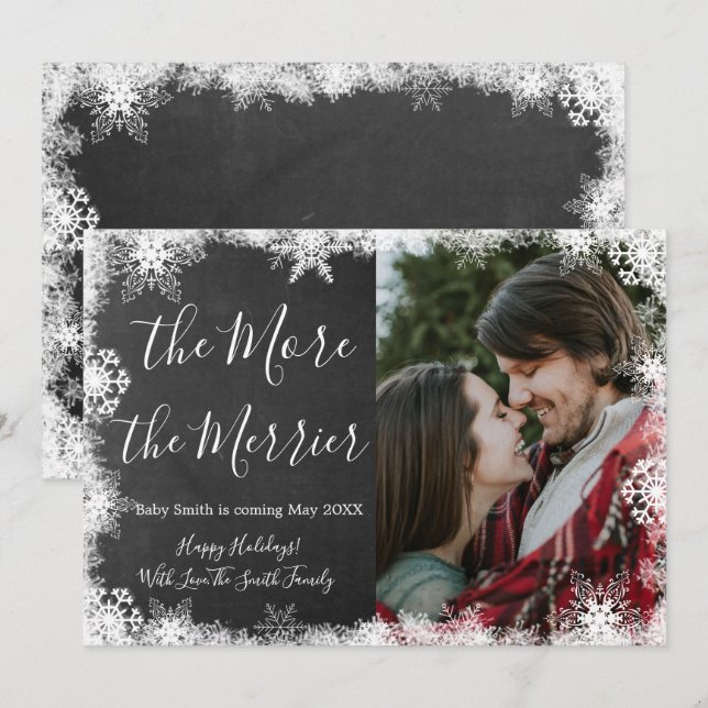 Tarjetas de Anuncio de Embarazo de Navidad con Fot (Anverso / Reverso)