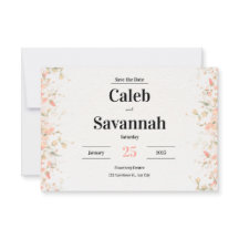 Tarjetas de Anuncio de Fecha de Bodas Peach Petal