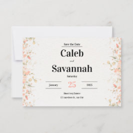 Tarjetas de Anuncio de Fecha de Bodas Peach Petal