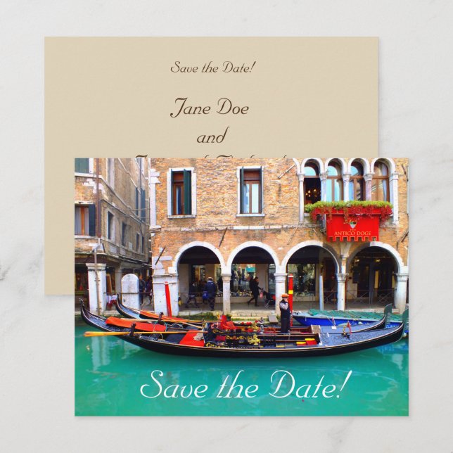 Tarjetas de Anuncio de Llegada de Gondolas Venecia (Anverso / Reverso)