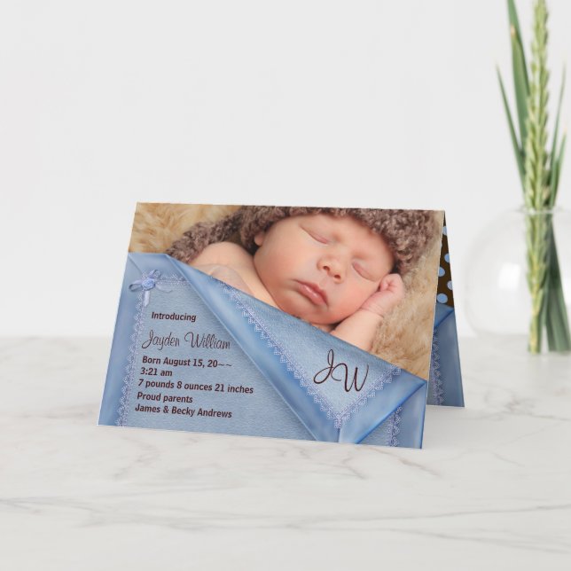 Tarjetas de anuncio de nacimiento con foto de Blue (Anverso)